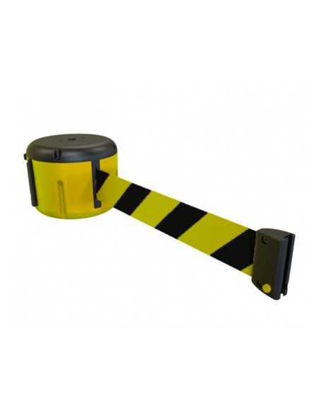 Cinta portatil faru retractil plastificada amarilla/negra longitud 9 mt