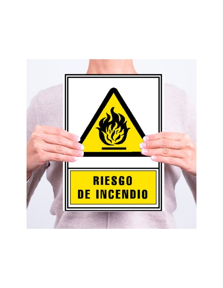 Pictograma archivo 2000 riesgo de incendio pvc amarillo luminiscente 210x297 mm