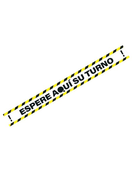 Pictograma archivo 2000 espere su turno mantega la distancia de seguridad vinilo adhesivo amarillo 100x700 mm