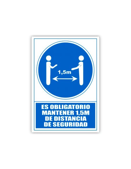 Pictograma archivo 2000 obligatorio mantener 1,5 m de distancia de seguridad pvc color azul 210x297 mm