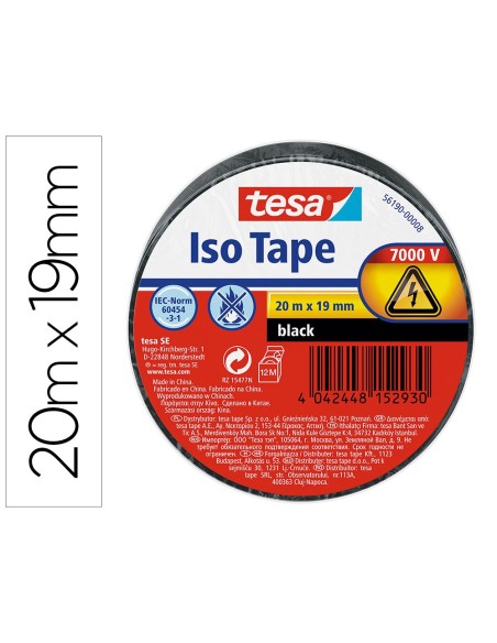 Cinta adhesiva aislante tesa 20 mt x 19 mm...