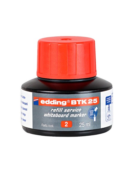 Tinta rotulador edding pizarra blanca btk-25 color rojo bote 25 ml