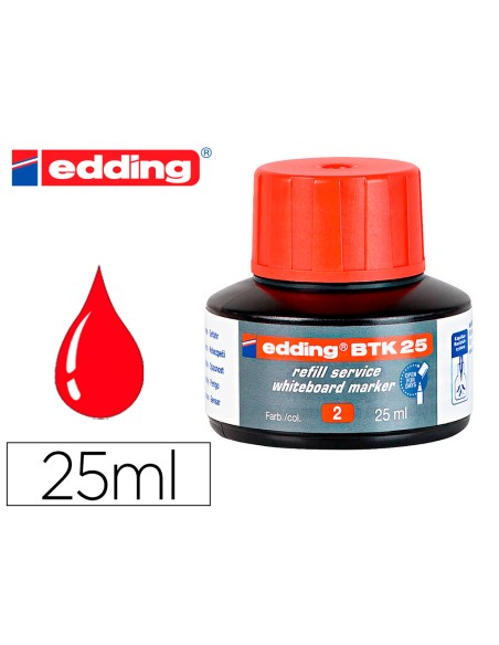 Tinta rotulador edding pizarra blanca btk-25 color rojo bote 25 ml