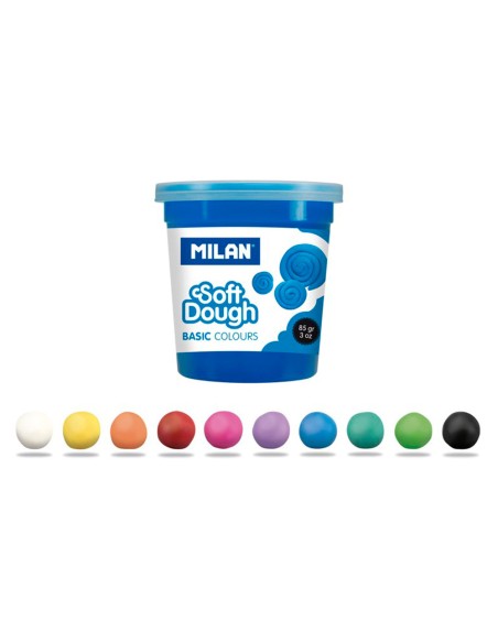Pasta milan para modelar soft dough basic 85 g caja de 10 botes colores surtidos