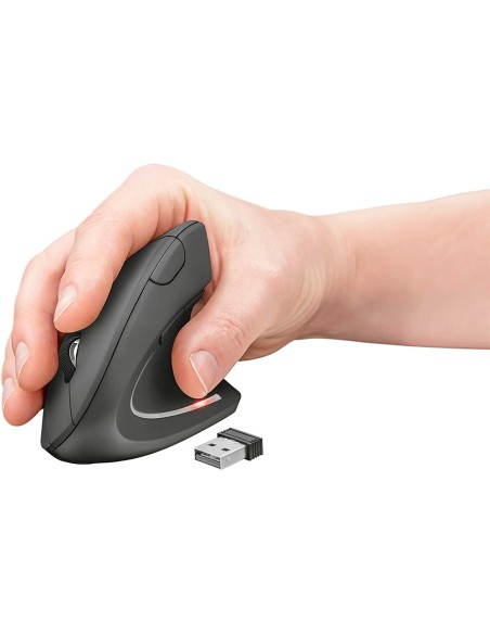 Raton q-connect optico inalambrico ergonomico vertical dpi 800/1200/1600 pilas aaa negro
