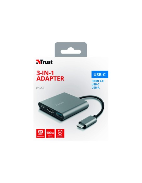 Adaptador trust dalyx 3 en 1 multipuerto usb-c...