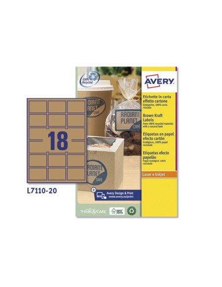 Etiqueta adhesiva avery kraft efecto carton...