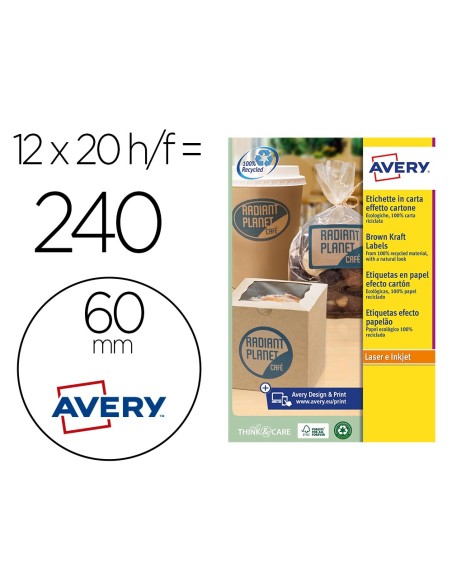 Etiqueta adhesiva avery kraft efecto carton...