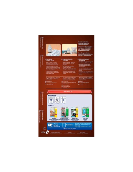 Etiqueta adhesiva avery removible para impresora laser inyeccion tinta fotocopiadora blanca 62x89 mm