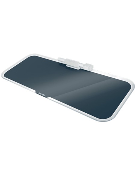 Pizarra leitz cosy sobremesa cristal con rotulador y borrador gris 150x60x380 mm