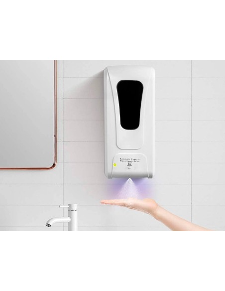 Dispensador para gel y jabon q-connect automatico sensor y soporte metalico 152 cm alto 13x11,5x27 cm 1000 ml blanco