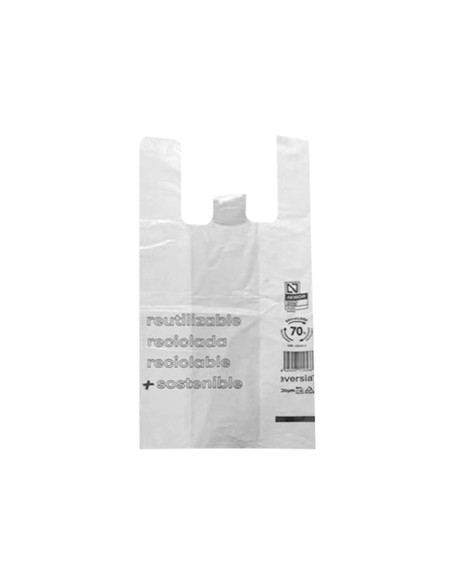 Bolsa camiseta reciclada 70% blanca 50 mc 30x40...