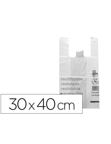 Bolsa camiseta reciclada 70% blanca 50 mc 30x40...