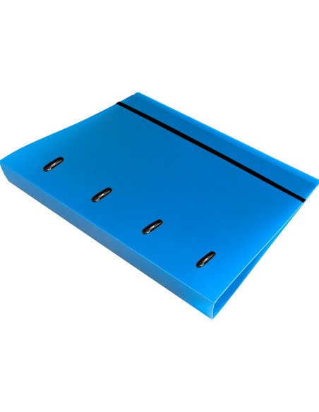 Carpeta con recambio liderpapel a4 cuadro 5mm 100 hojas 80g polipropileno 4 anillas 40mm azul translucido