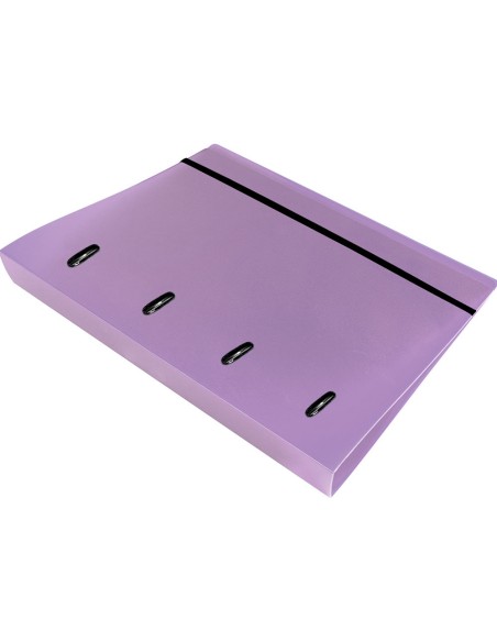 Carpeta con recambio liderpapel a4 cuadro 5mm 100 hojas 80g polipropileno 4 anillas mixtas 25mm lavanda