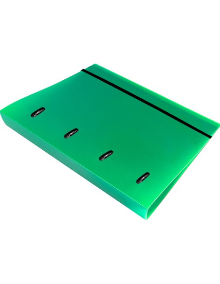 Carpeta con recambio liderpapel a4 cuadro 5mm 100 hojas 80g polipropileno 4 anillas mixtas 25mm verde