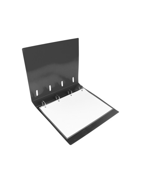 Carpeta con recambio liderpapel a4 cuadro 5mm 100 hojas 80g polipropileno 4 anillas mixtas 25mm negro