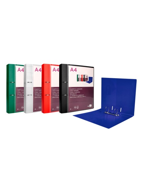 Carpeta liderpapel canguro 2 anillas 40 mm mixtas polipropileno din a4 azul translicudo