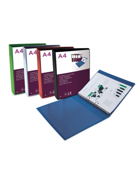 Carpeta liderpapel canguro 2 anillas 25 mm mixtas polipropileno din a4 transparente