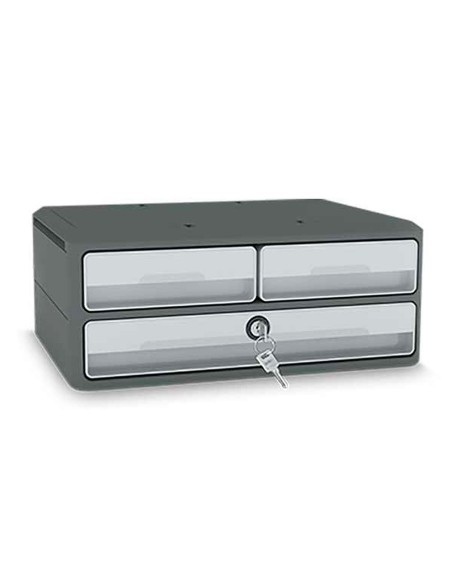 Fichero cajones de sobremesa cep moov up reciclado 80% con cerradura reciclado 80% 3 cajones color gris