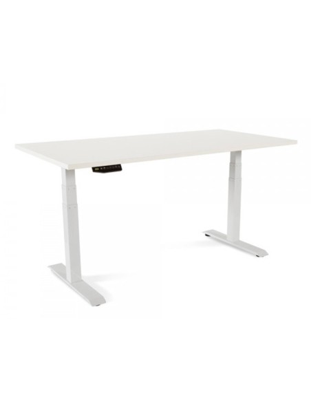 Mesa rocada regulable en altura electricamente hasta 129 cm estructura de acero tablero 180 cm color blanco