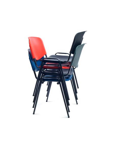 Silla rocada confidente estructura metalica respaldo y asiento en polimero color negro