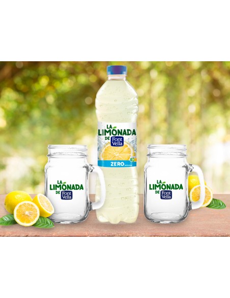 Agua mineral natural font vella lim0nada zero con zumo de limon botella 1,25 l
