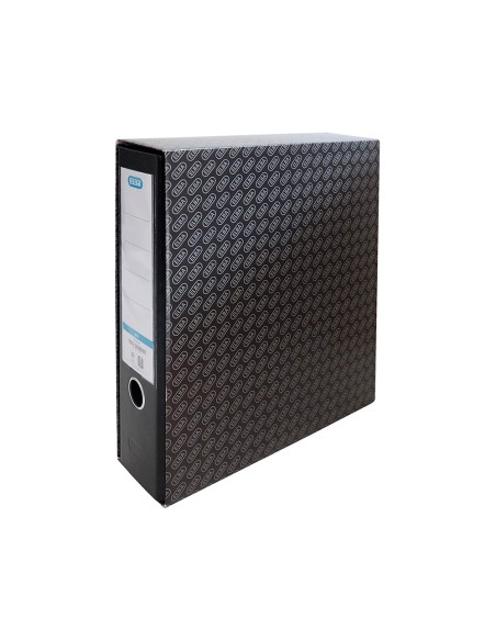 Caja archivador de palanca carton forrado elba folio lomo 85 mm negro