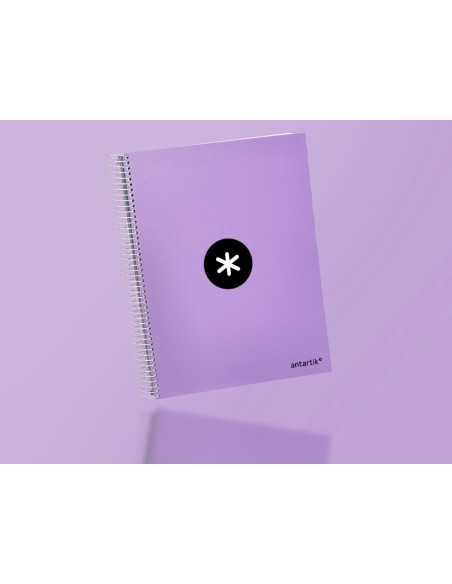 Cuaderno espiral a4 micro antartik tapa forrada 120h 90 gr horizontal 5 bandas 4 taladros color lavanda