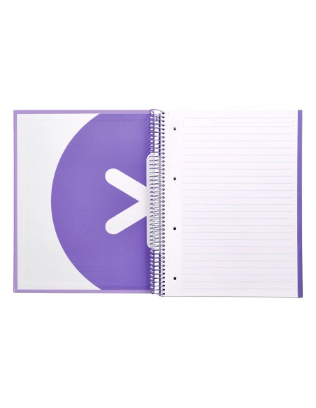 Cuaderno espiral a4 micro antartik tapa forrada 120h 90 gr horizontal 5 bandas 4 taladros color lavanda
