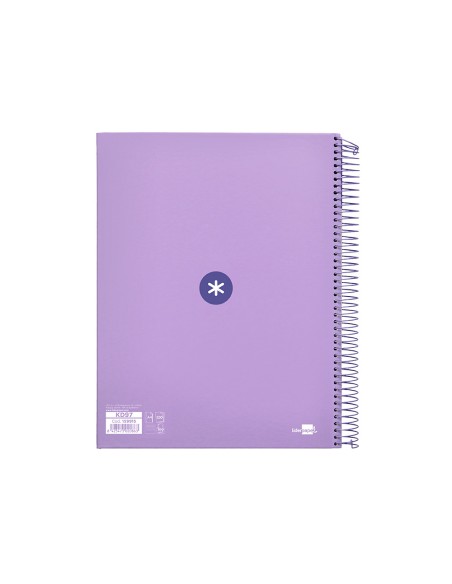 Cuaderno espiral a4 micro antartik tapa forrada 120h 90 gr horizontal 5 bandas 4 taladros color lavanda