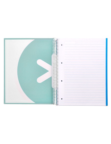 Cuaderno espiral a4 micro antartik tapa forrada 120h 90 gr horizontal 5 bandas 4 taladores color menta