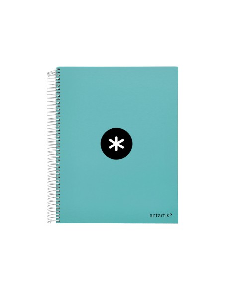 Cuaderno espiral a4 micro antartik tapa forrada 120h 90 gr horizontal 5 bandas 4 taladores color menta