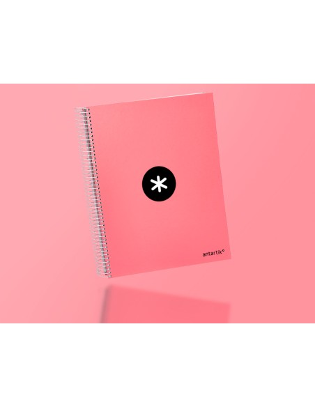 Cuaderno espiral a4 micro antartik tapa forrada 120h 90 gr horizontal 5 bandas 4 taladros color coral