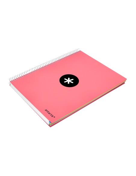 Cuaderno espiral a4 micro antartik tapa forrada 120h 90 gr horizontal 5 bandas 4 taladros color coral