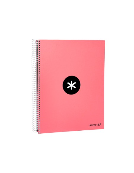 Cuaderno espiral a4 micro antartik tapa forrada 120h 90 gr horizontal 5 bandas 4 taladros color coral