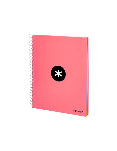 Cuaderno espiral a4 micro antartik tapa forrada 120h 90 gr horizontal 5 bandas 4 taladros color coral