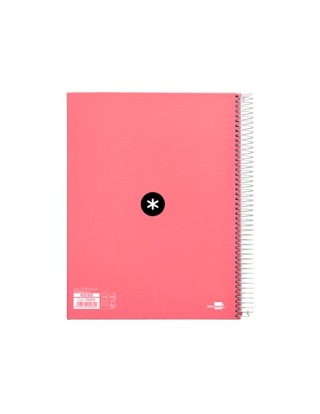 Cuaderno espiral a4 micro antartik tapa forrada 120h 90 gr horizontal 5 bandas 4 taladros color coral