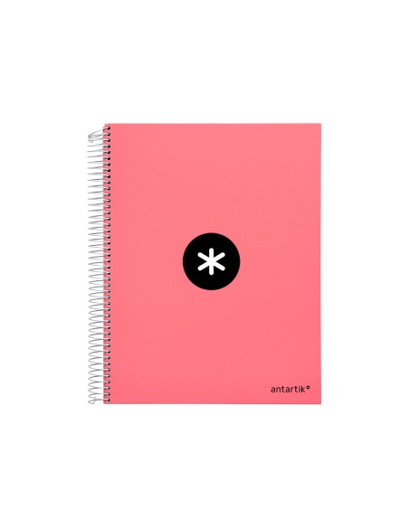 Cuaderno espiral a4 micro antartik tapa forrada 120h 90 gr horizontal 5 bandas 4 taladros color coral