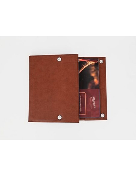 Carpeta portadocumentos q-connect artesania piel sintetica doble cierre iman color cuero 260x235x35 mm