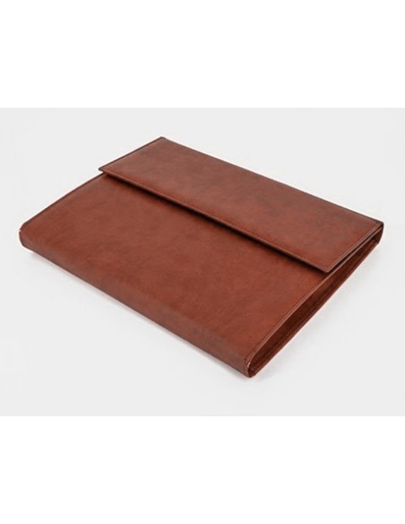 Carpeta portadocumentos q-connect artesania piel sintetica doble cierre iman color cuero 260x235x35 mm