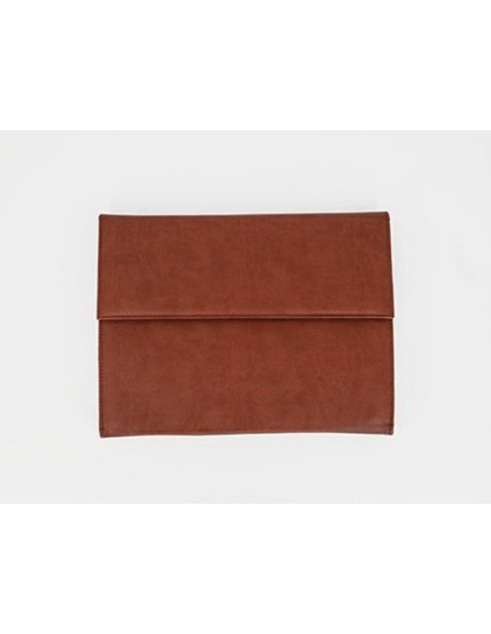 Carpeta portadocumentos q-connect artesania piel sintetica doble cierre iman color cuero 260x235x35 mm