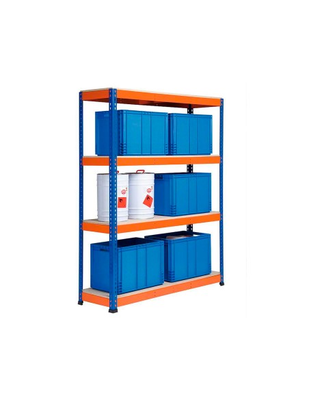 Estanteria metalica ar stabil xl 200x150x60 cm 4 estantes 500 kg por estante bandeja de madera sin tornillos color