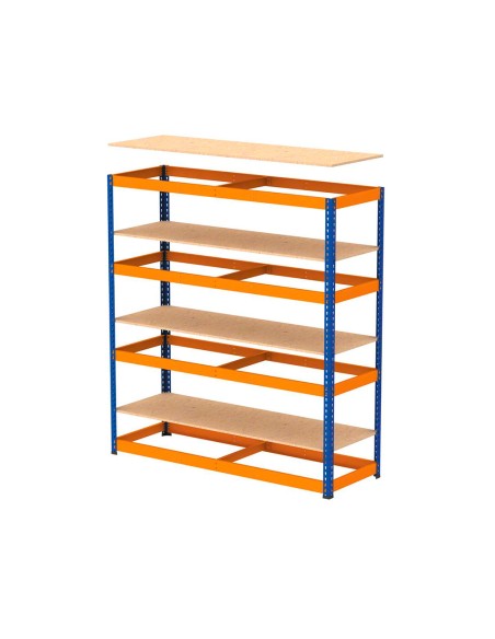 Estanteria metalica ar stabil xl 200x150x60 cm 4 estantes 500 kg por estante bandeja de madera sin tornillos color