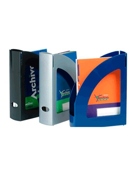 Revistero archivo 2000 antimicrobiano sanitized poliestireno lomo 80 mm negro 250x80x320 mm