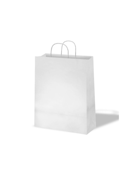 Bolsa kraft basika celulosa blanco 90 gr asa retorcida tamaño \"s\" 240x100x320 mm