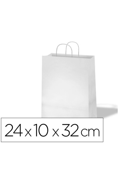Bolsa kraft basika celulosa blanco 90 gr asa retorcida tamaño \"s\" 240x100x320 mm