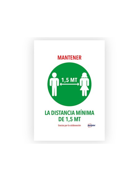 Señal adhesiva avery mantener distancia minina...