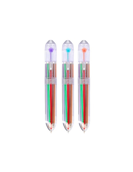 Boligrafo liderpapel 10 en 1 cuerpo transparente 10 colores 1 mm retractil