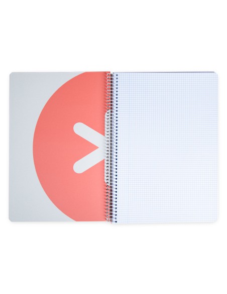 Cuaderno espiral a4 antartik tapa dura 80h 90gr cuadro 4mm con margen color coral